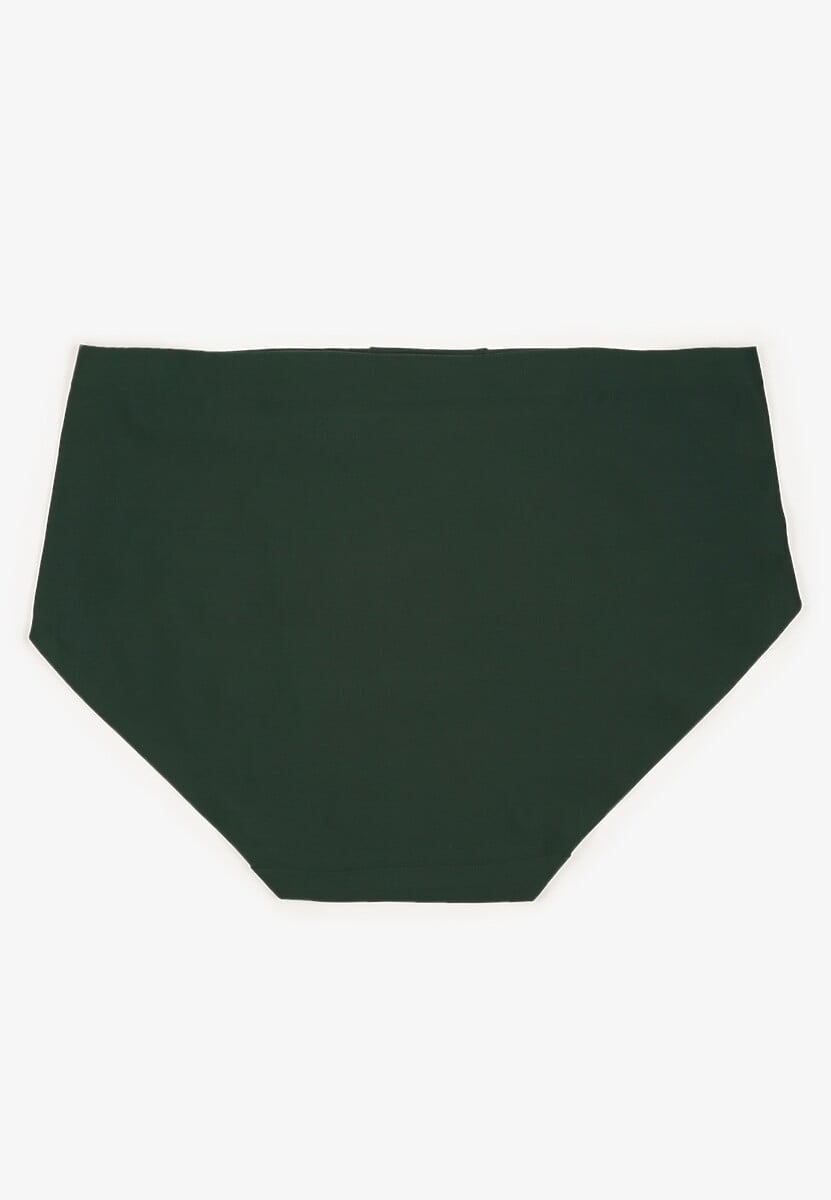 Ciemnozielone Majtki Figi High Waist z Bezszwowym Wykończeniem Kolaniris