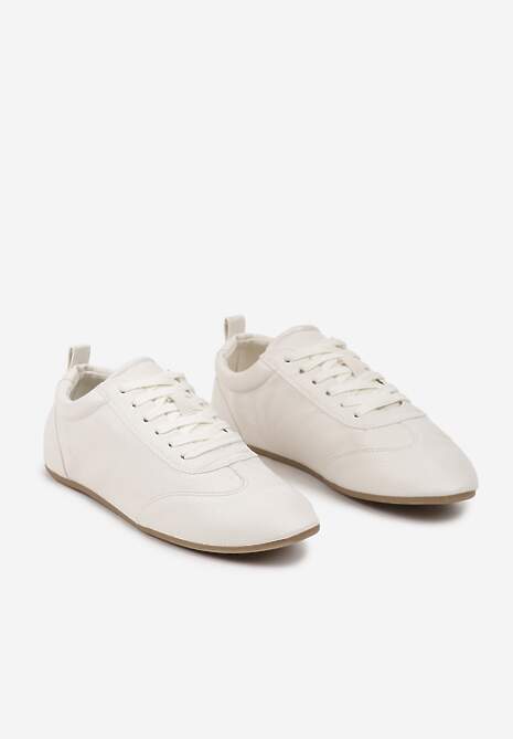 Beżowe Tenisówki bez Zdobień z Ekoskóry Verillis