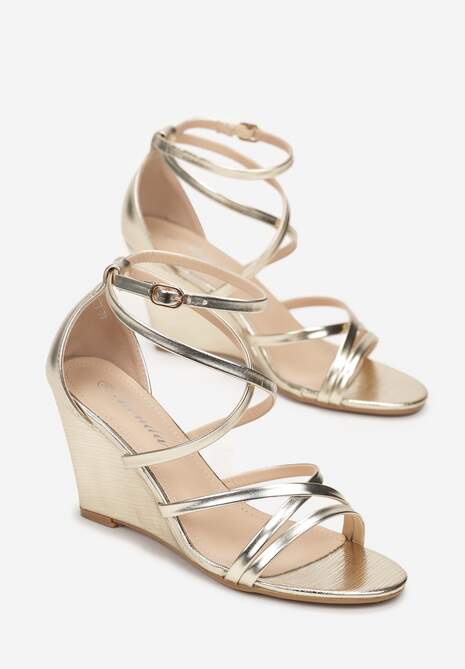Złote Sandały na Koturnie z Otwartym Noskiem Annales