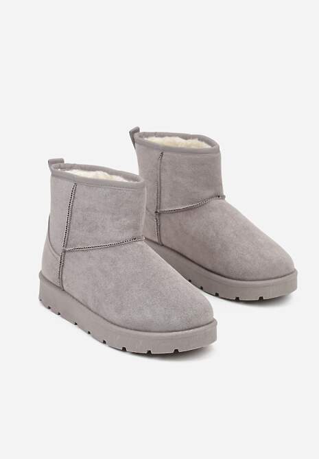 Szare Klasyczne Śniegowce Wsuwane z Imitacji Zamszu Atuvitte