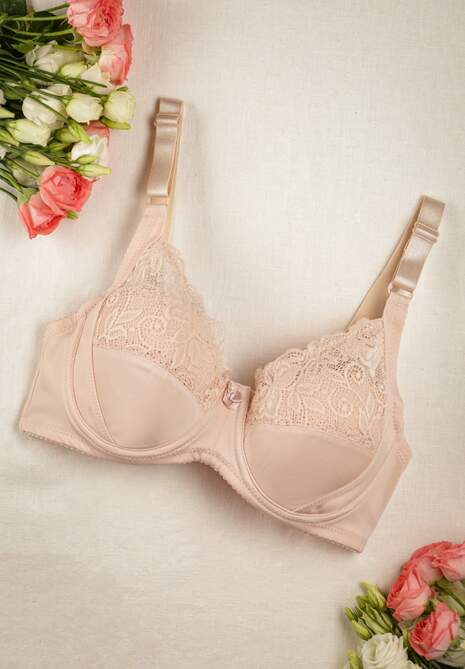 Jasnobeżowy Biustonosz Klasyczny Koronkowy Isarria