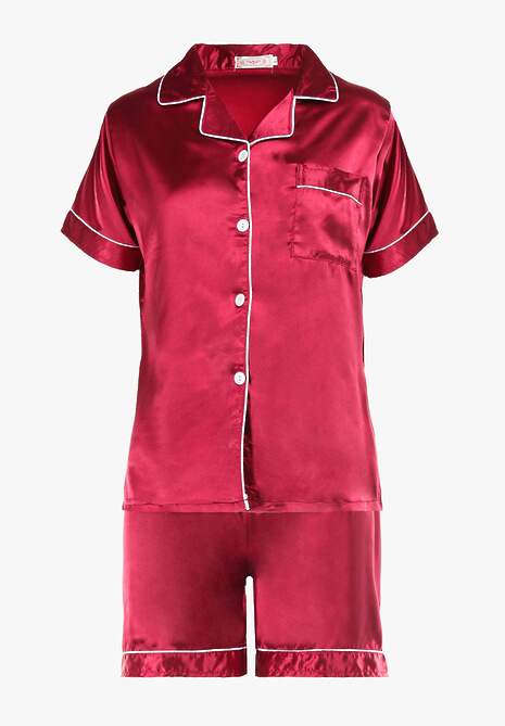 Bordowy Komplet Piżamowy Irobe