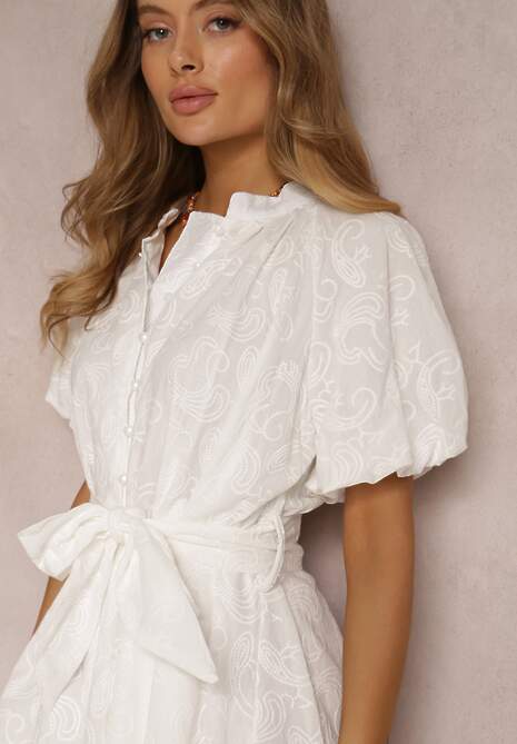 Biała Sukienka z Bawełny Halpy