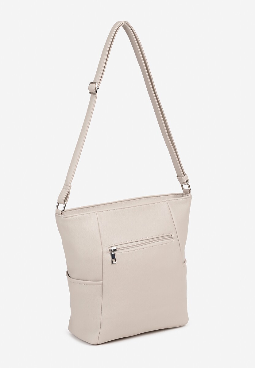 Jasnobeżowa Torebka na Ramię z Ozdobnym Tłoczeniem Nanelven