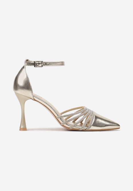 Złote Szpilki w Eleganckim Stylu z Cyrkoniowymi Paskami Erisorae