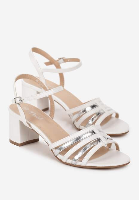 Białe Sandały na Słupku Dodyn