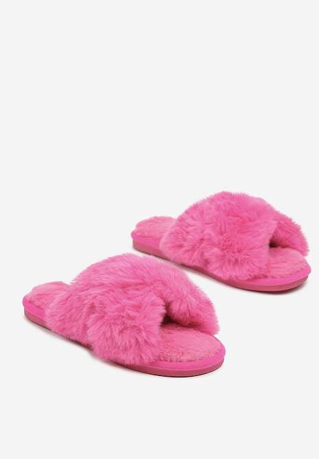Fuksjowe Kapcie Vices z Futerka ze Skrzyżowanymi Paskami Selanthra