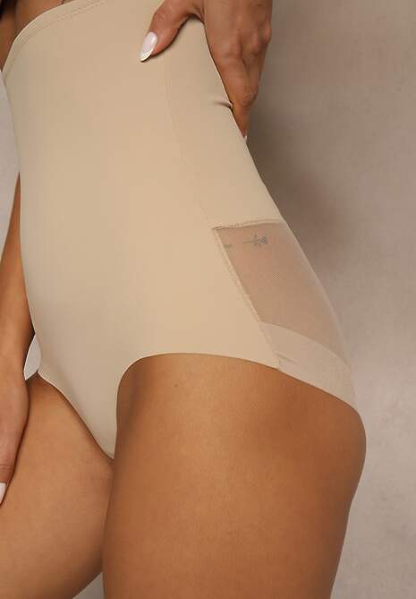 Beżowe Modelujące Majtki High Waist Liradeva