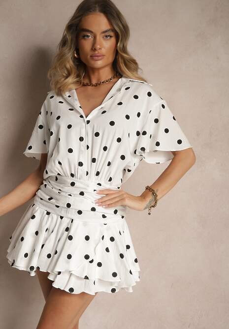 Biała Sukienka z Falbankami Rindalia