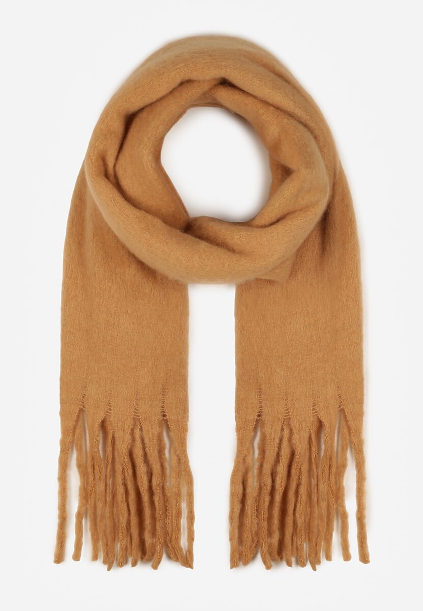 Jasnobrązowy Szalik Ozdobiony Frędzlami Owedela