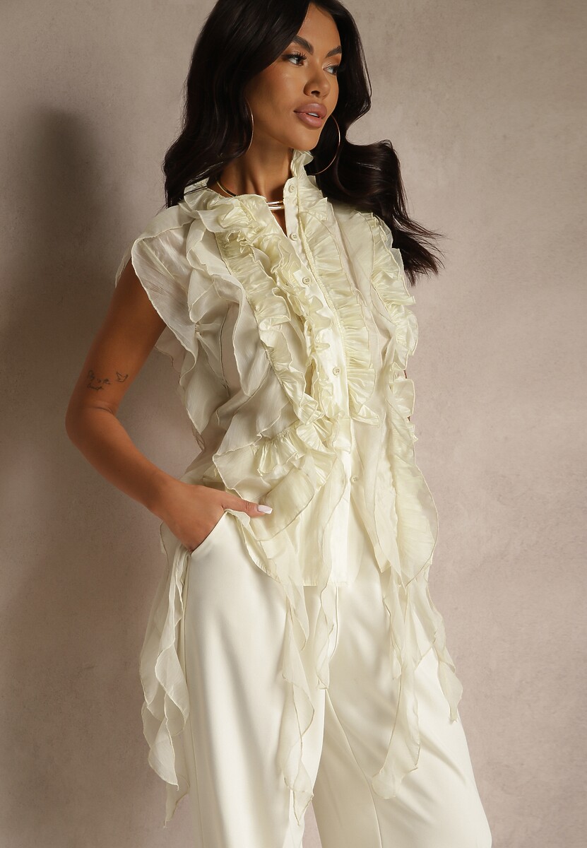 Biała Koszula z Motywem Falban Tilunna