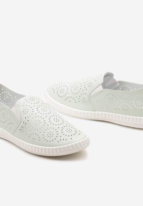 Jasnozielone Tenisówki przed Kostkę z Ażurową Cholewką Giasha