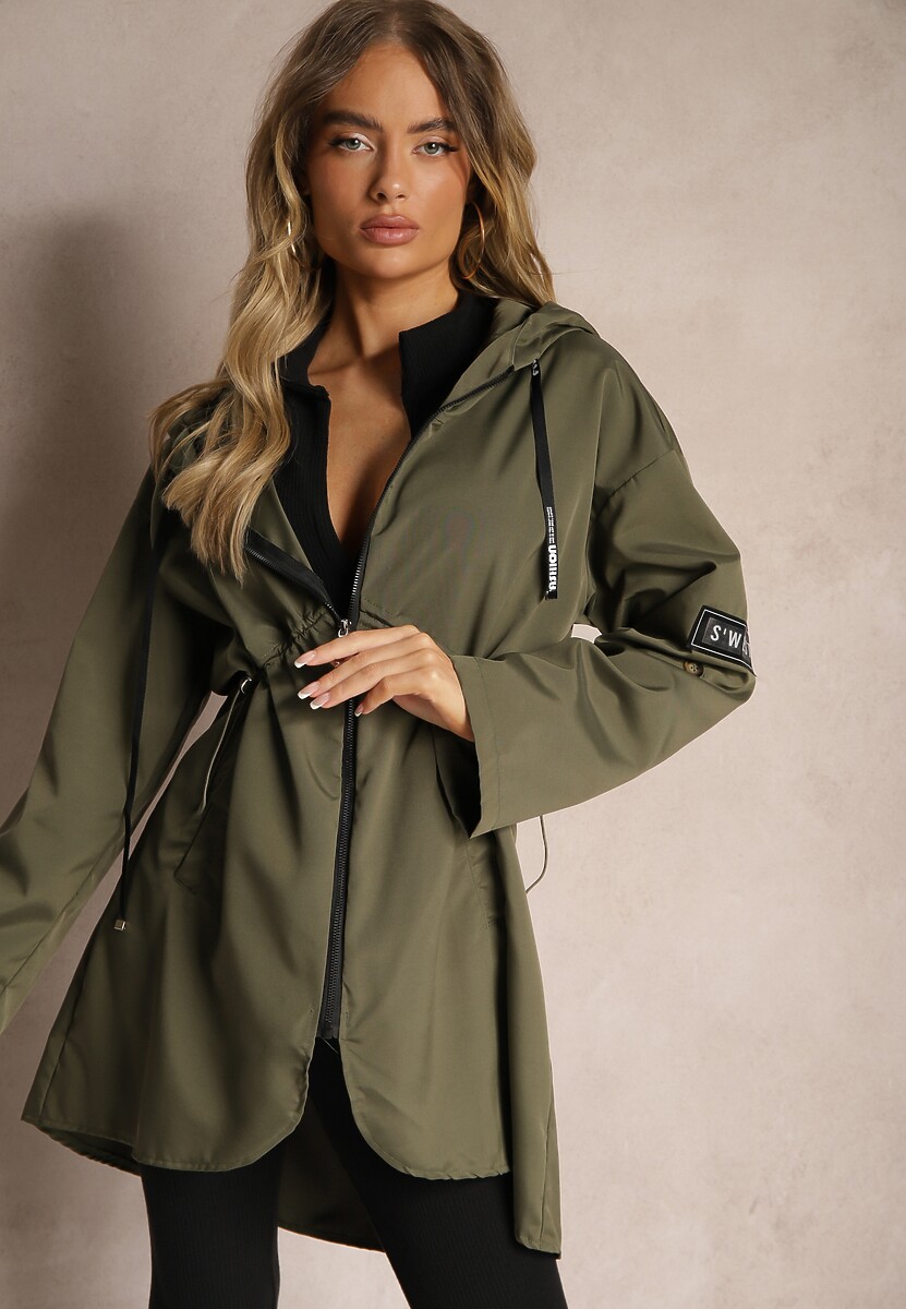 Ciemnozielona Kurtka Oversize Wiatrówka Ceshela