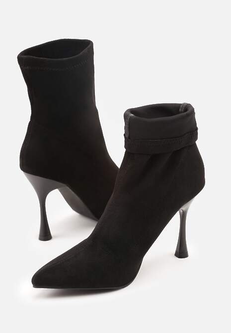 Czarne Botki Vices na Szpilce w Stylu Klepsydry Noraye