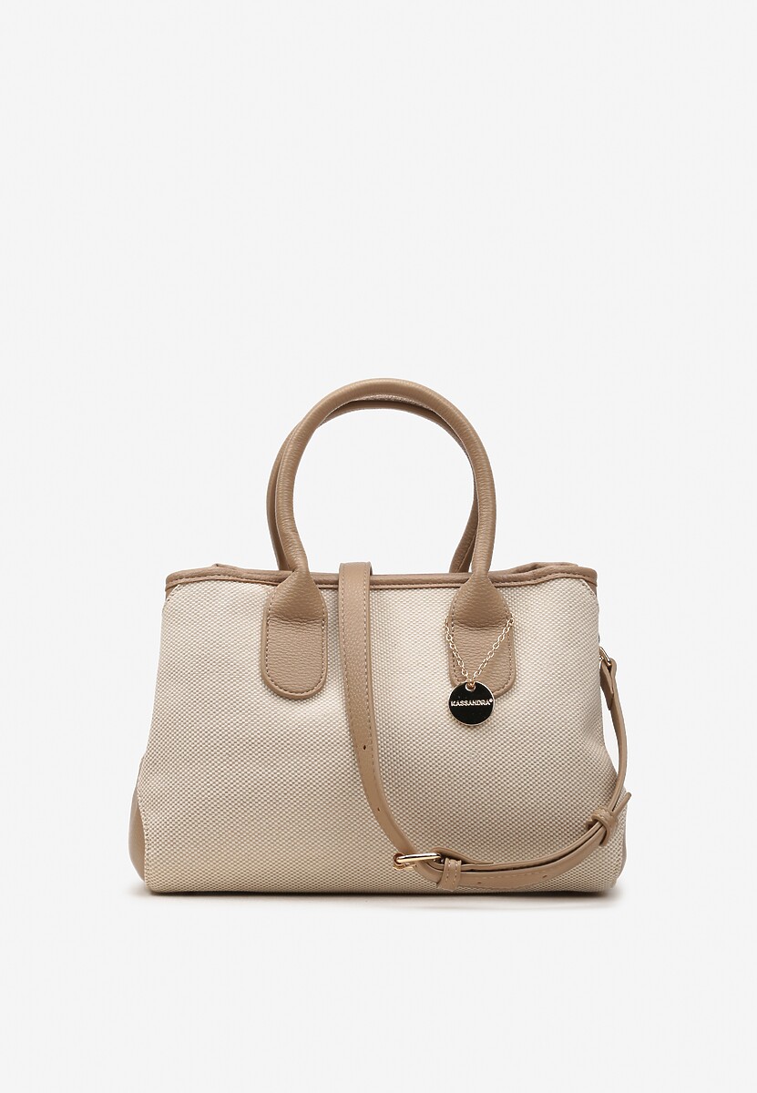 Brązowo-Beżowa Niewielka Torebka z Trzema Komorami i Regulowanym Paskiem Ayslin