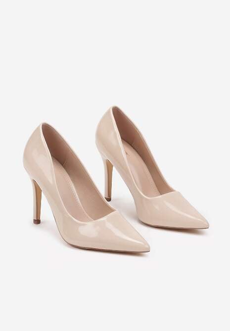 Beżowe Szpilki Lakierowane w Klasycznym Stylu Rotina