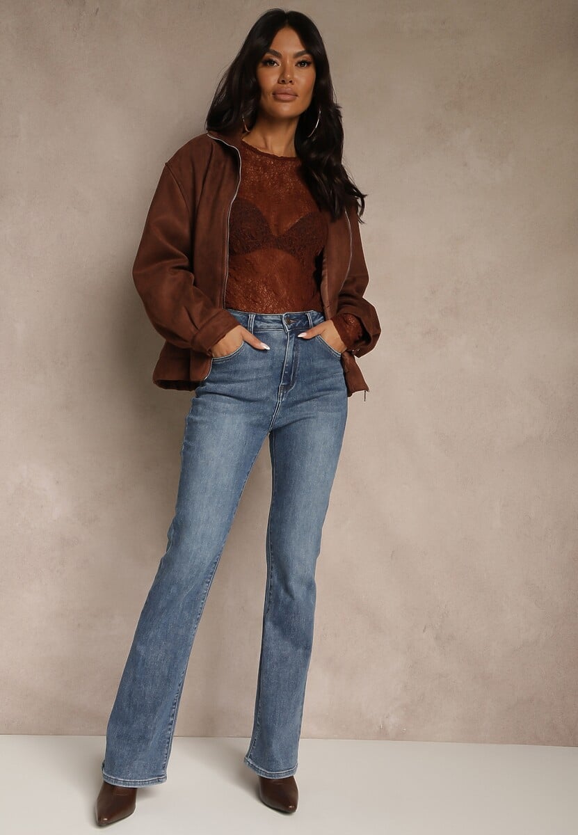 Niebieskie Jeansy Dzwony High Waist Lavea