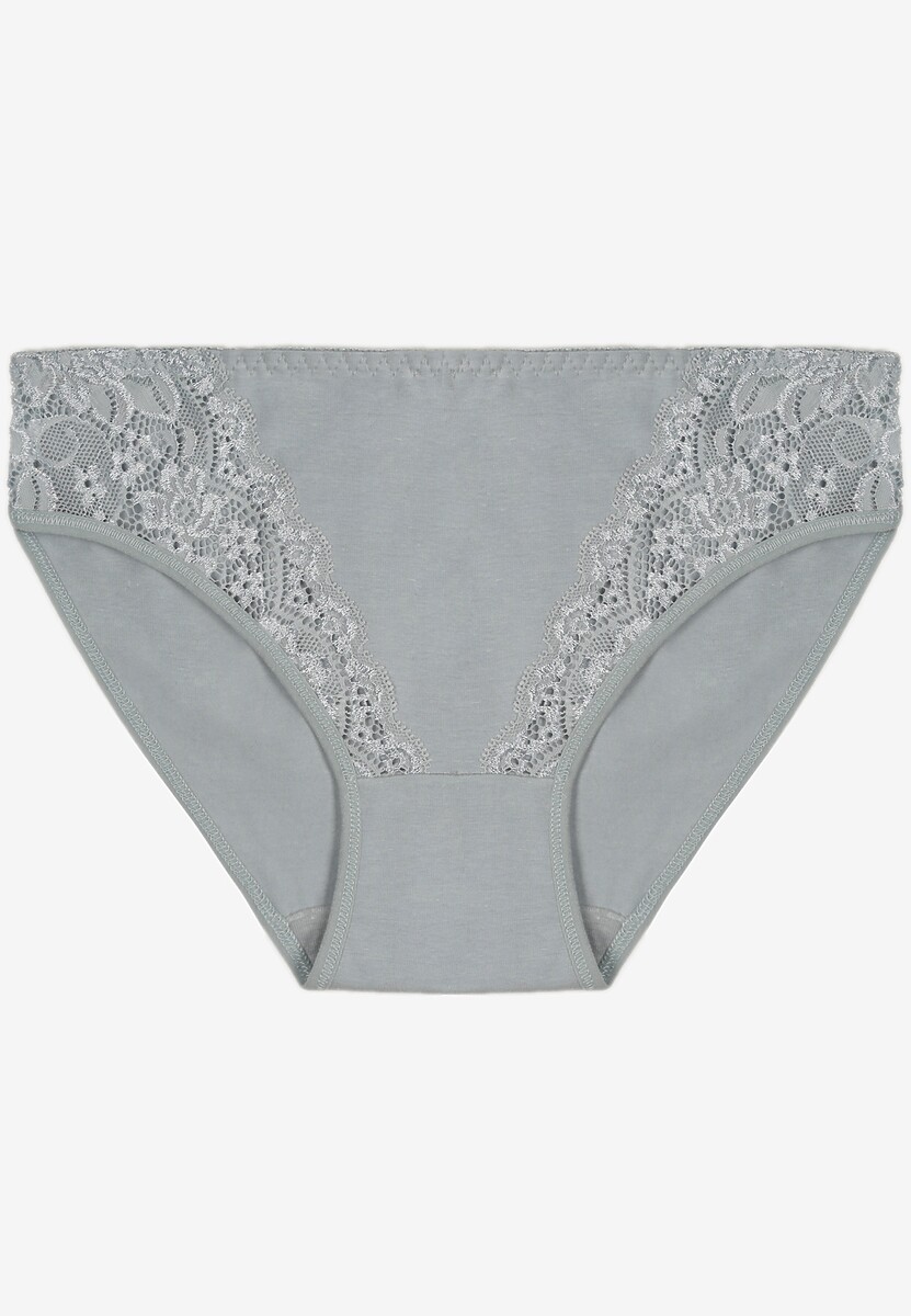 Niebieskie Majtki Figi z Bawełny z Ozdobną Koronką Ersenlia