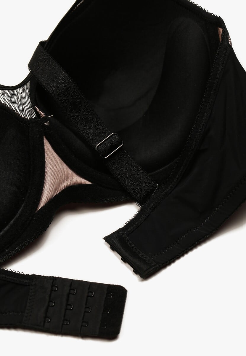 Czarno-Beżowy Elegancki Biustonosz Push Up z Odpinanymi Ramiączkami Ursa