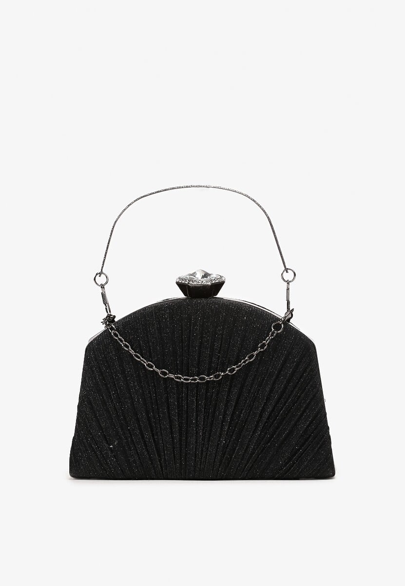 Złota Wieczorowa Torebka Ozdobiona Brokatem i Kruształkiem Beliha