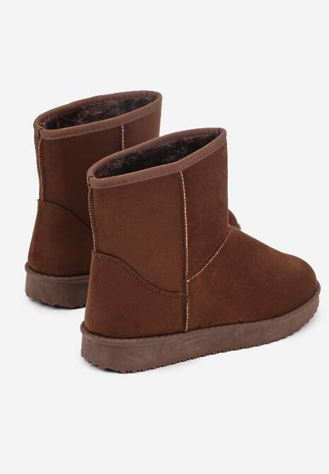 Brązowe Śniegowce z Przeszyciami po Bokach Retena