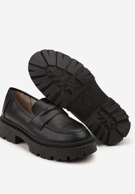 Czarne Mokasyny Vices na Platformie Dionela