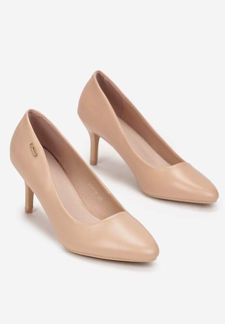 Beżowe Czółenka na Szpilce Velia