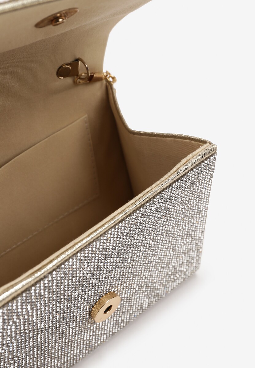 Srebrno-Złota Mała Torebka w Cyrkonie z Grubym Łańcuchem Trevana