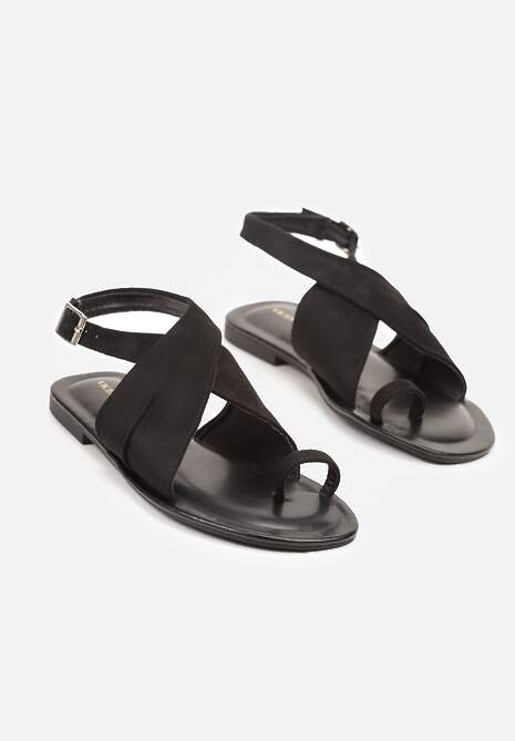 Czarne Sandały Japonki Vices z Ozdobnymi Paskami Naliava