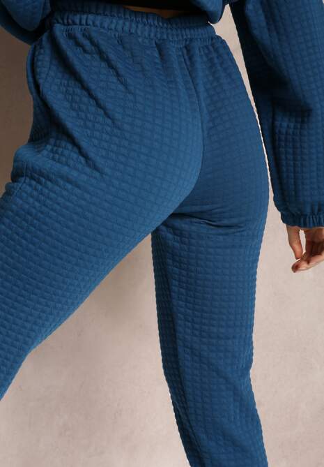 Ciemnoniebieskie Spodnie Dresowe z Tłoczeniem Alase