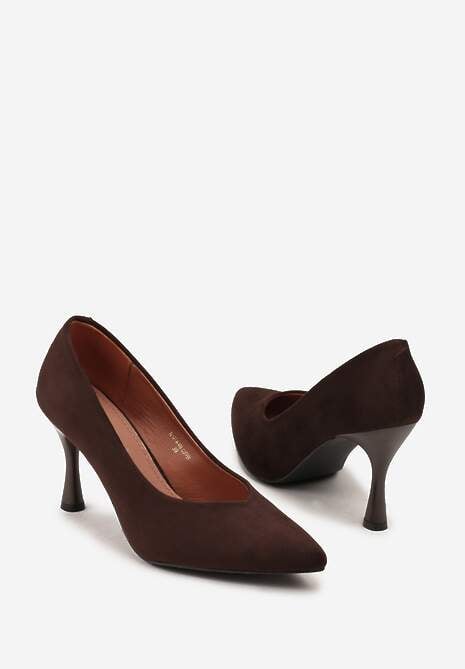 Brązowe Szpilki Vices z Wkładką ze Skóry Naturalnej Muzite