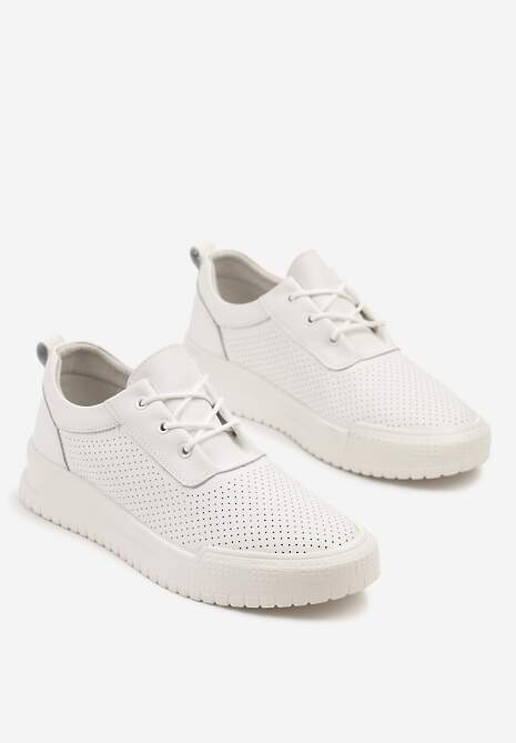 Białe Skórzane Sneakersy Ozdobione Perforacją Sorivna