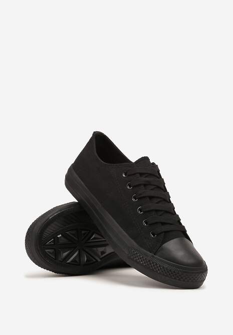 Czarne Klasyczne Trampki Vices Sznurowane Przed Kostkę Elleriome