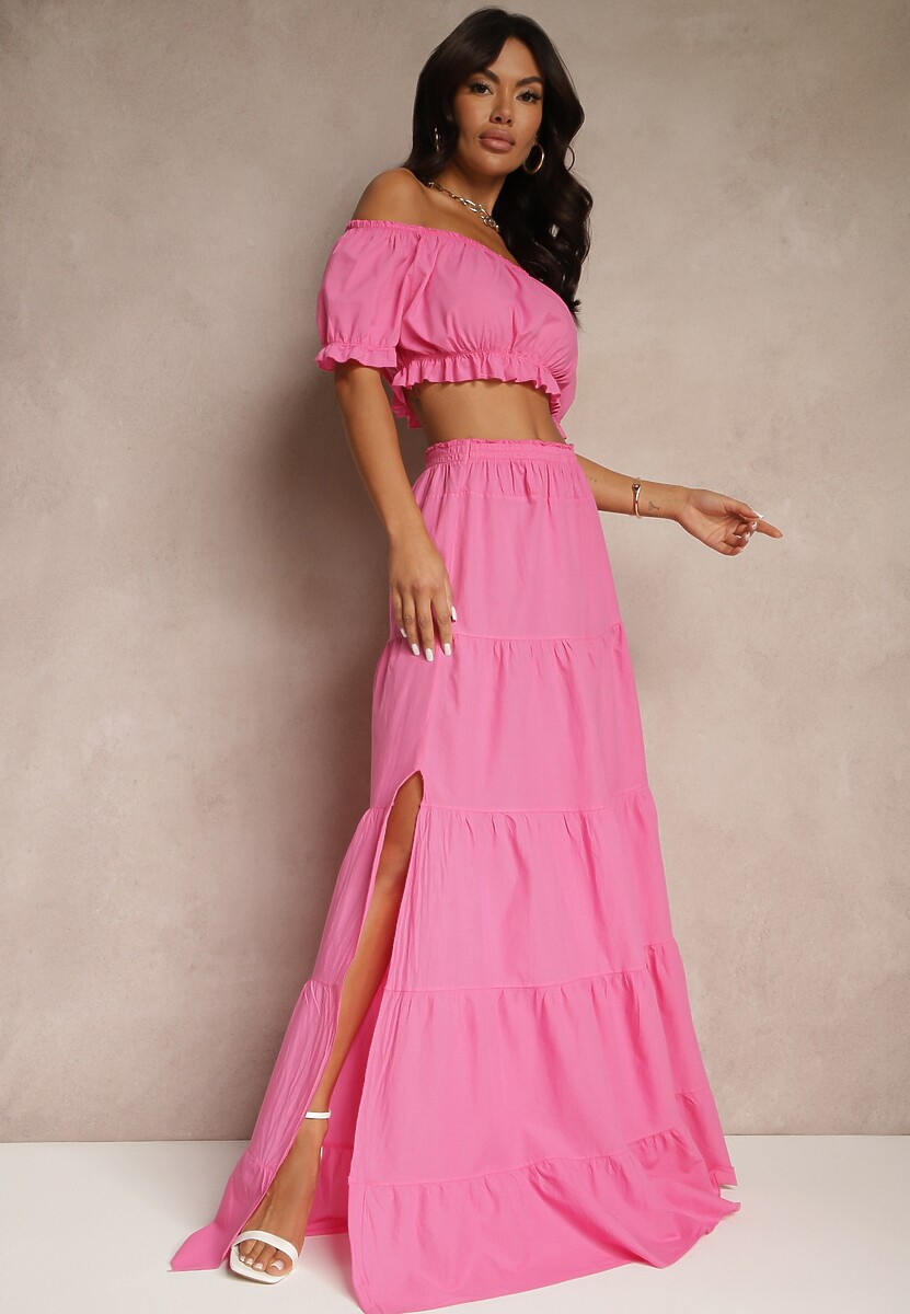 Czarny 2-częściowy Komplet z Wiskozy w Hiszpańskim Stylu Avasa