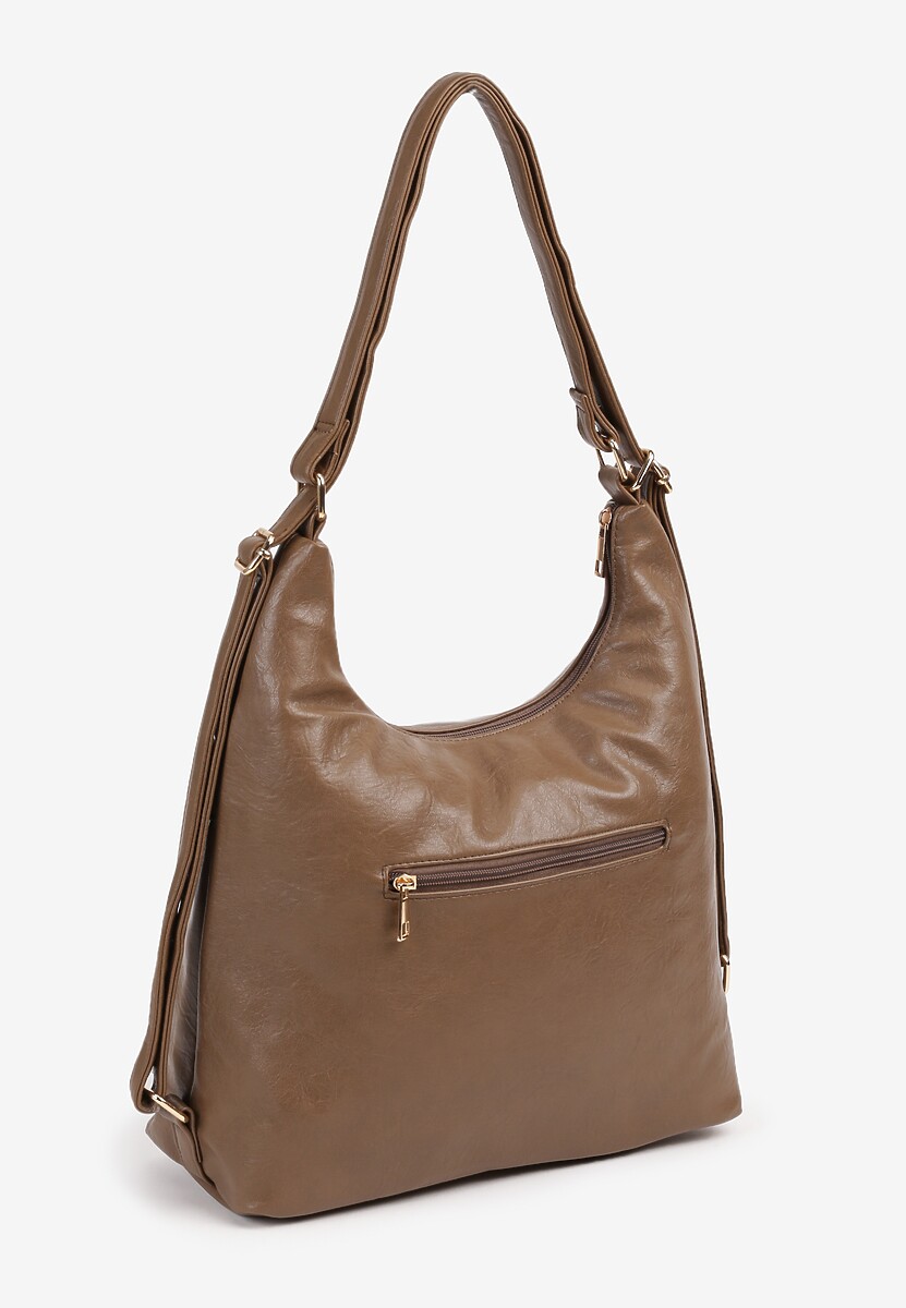 Ciemnobeżowa Torebka z Rączką i Paskiem Tiritha