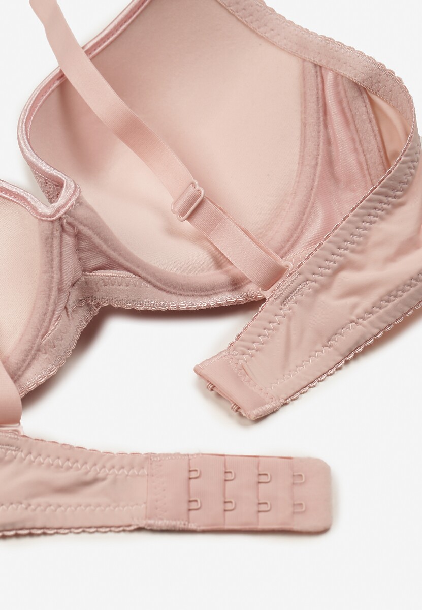 Różowy Biustonosz Full Cup Ozdobiony Koronką i Małą Zawieszką z Cyrkonii Nedolse