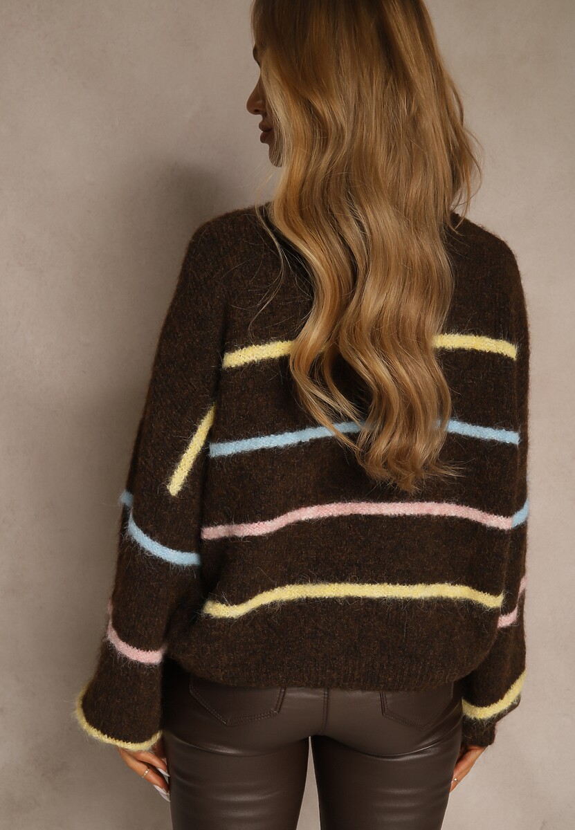 Brązowy Golf z Wełną w Paski Monallesa