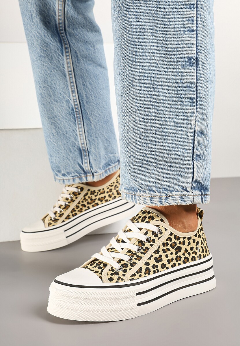 Panterkowe Trampki na Platformie Przed Kostkę Evelzivis