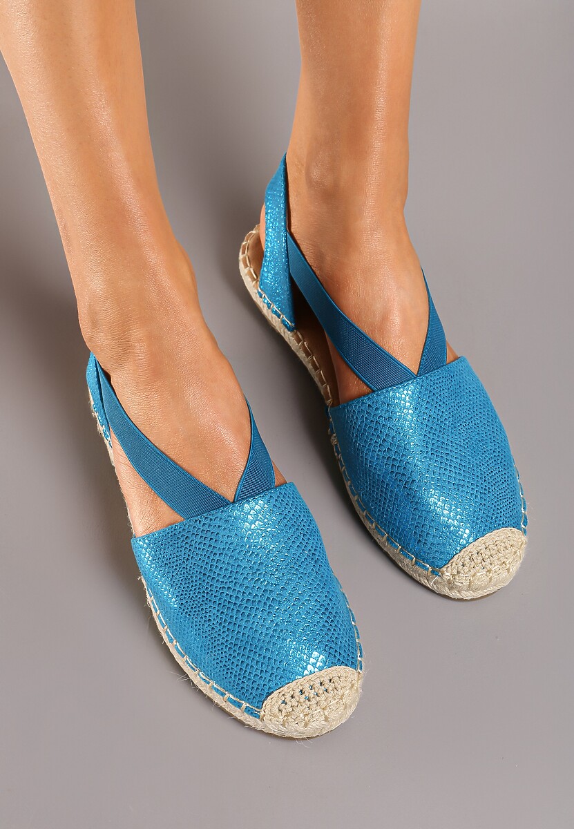 Niebieskie Espadryle z Ekoskóry na Płaskiej Podeszwie Cecilas
