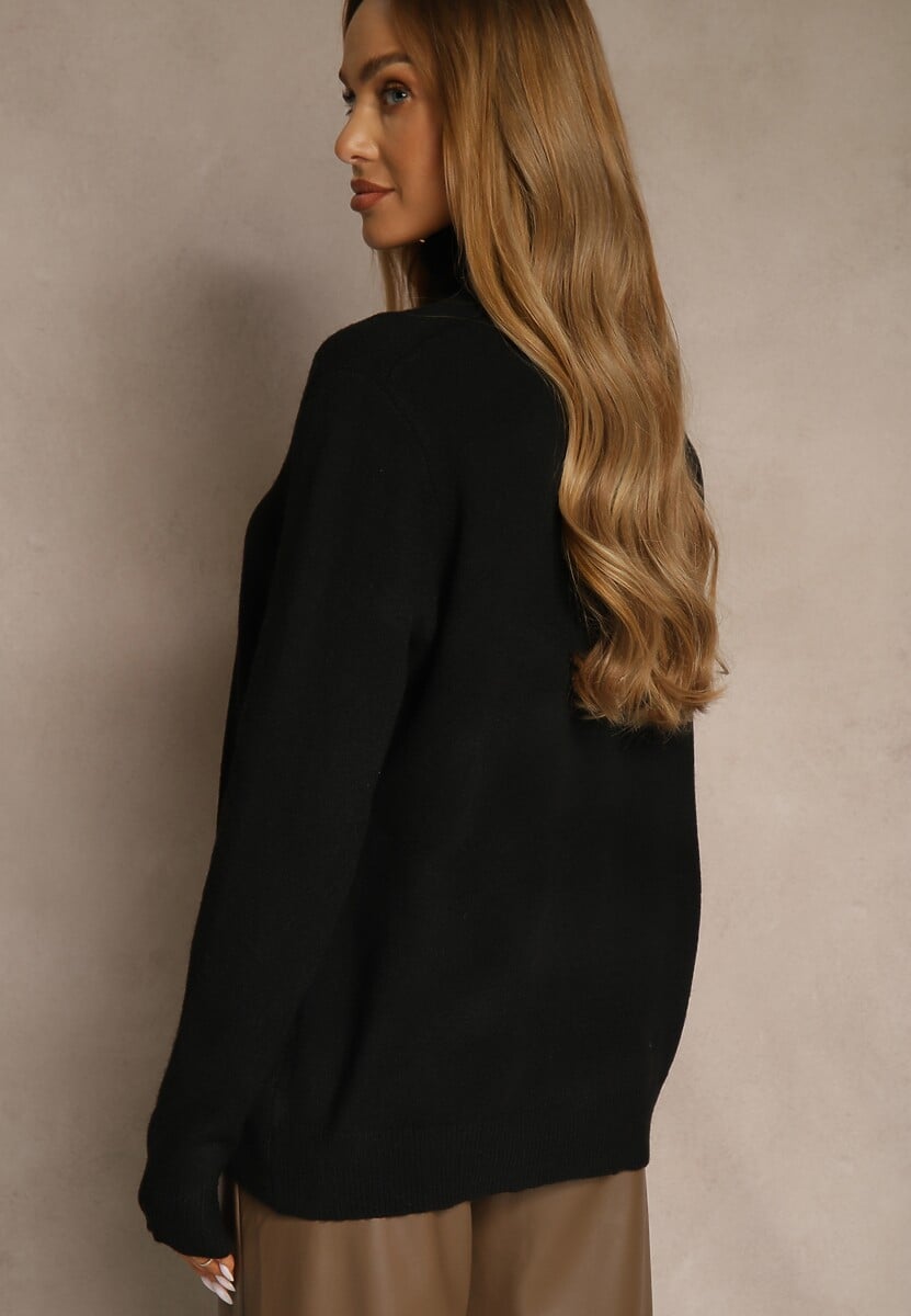 Czarny Casualowy Golf z Bawełną i Wełną Reillisa