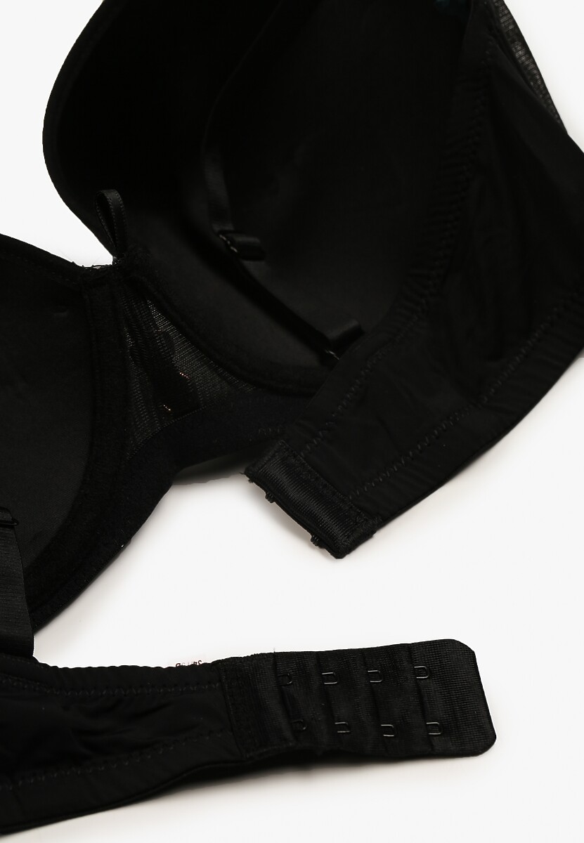 Czarny Biustonosz Ozdobiony Koronką Full Cup Pasecia