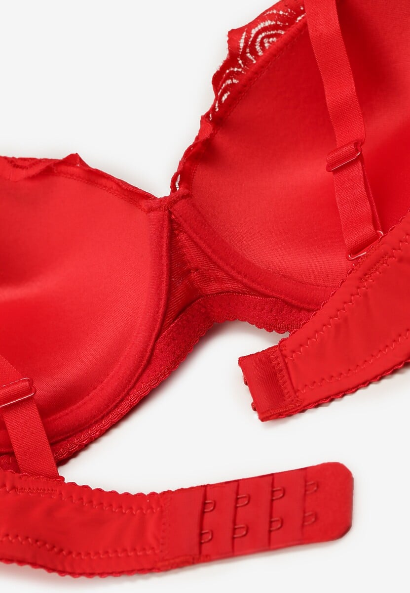 Czerwony Biustonosz Full Cup Ozdobiony Koronką Naave