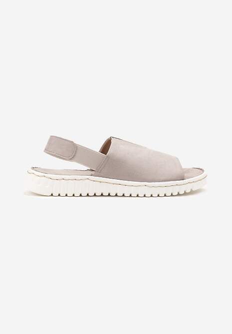 Szare Sandały Vices z Ekozamszu na Podeszwie Zdobionej Żłobieniami Saruvelle