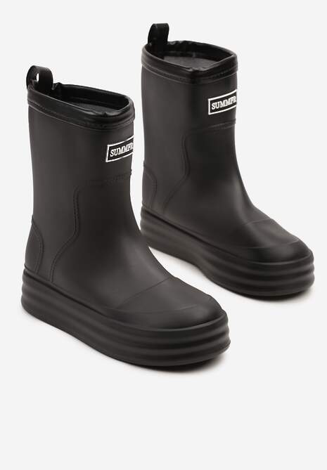 Czarne Kalosze Ozdobione Małą Naszywką Lanivra