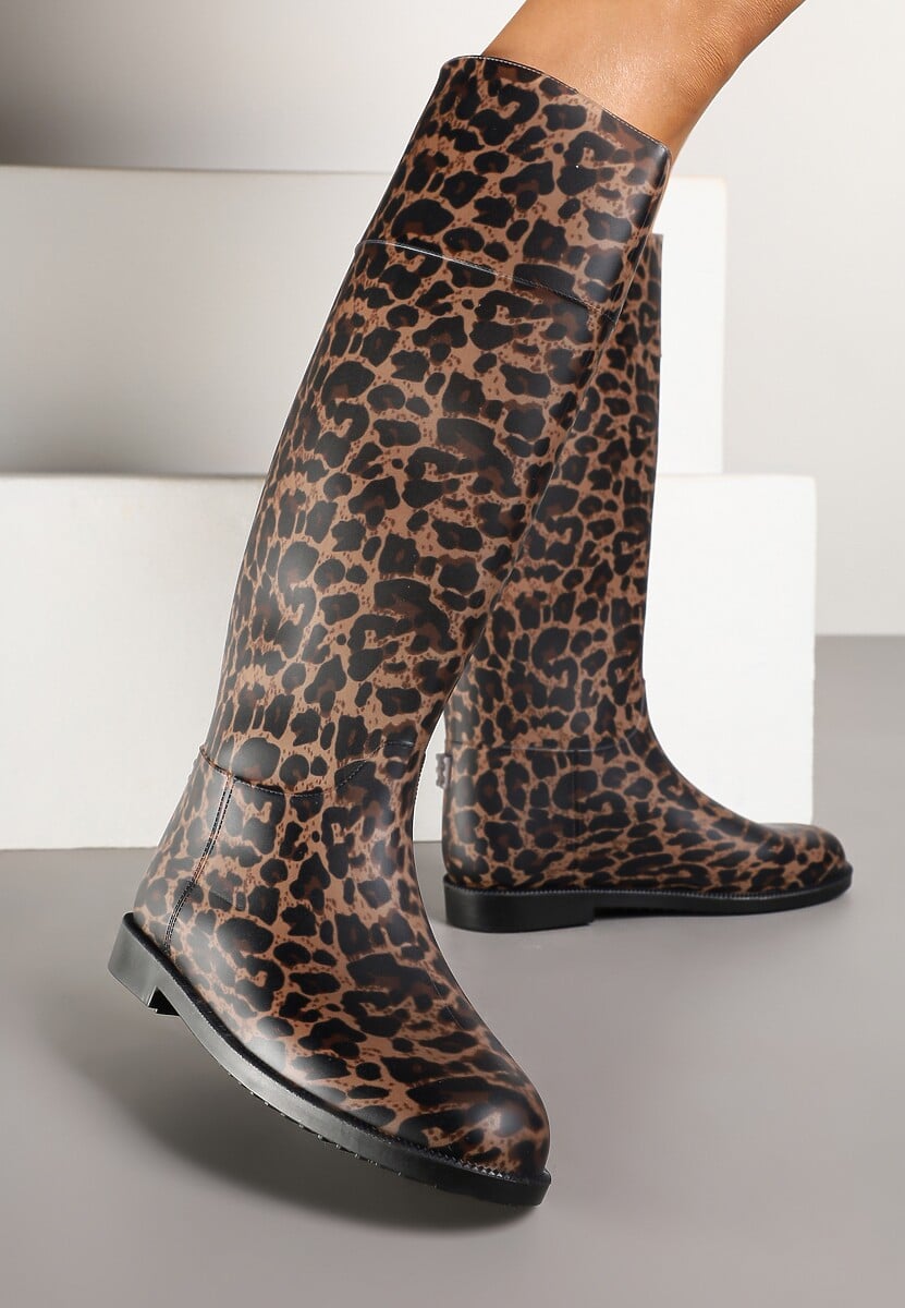 Beżowe Stylowe Kalosze w Stylu Oficerek Nelreia