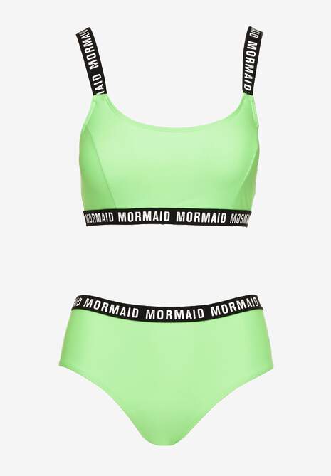 Jasnozielone Bikini Majtki Typu Figi i Sportowa Góra Ozdobione Napisami Nevoneira