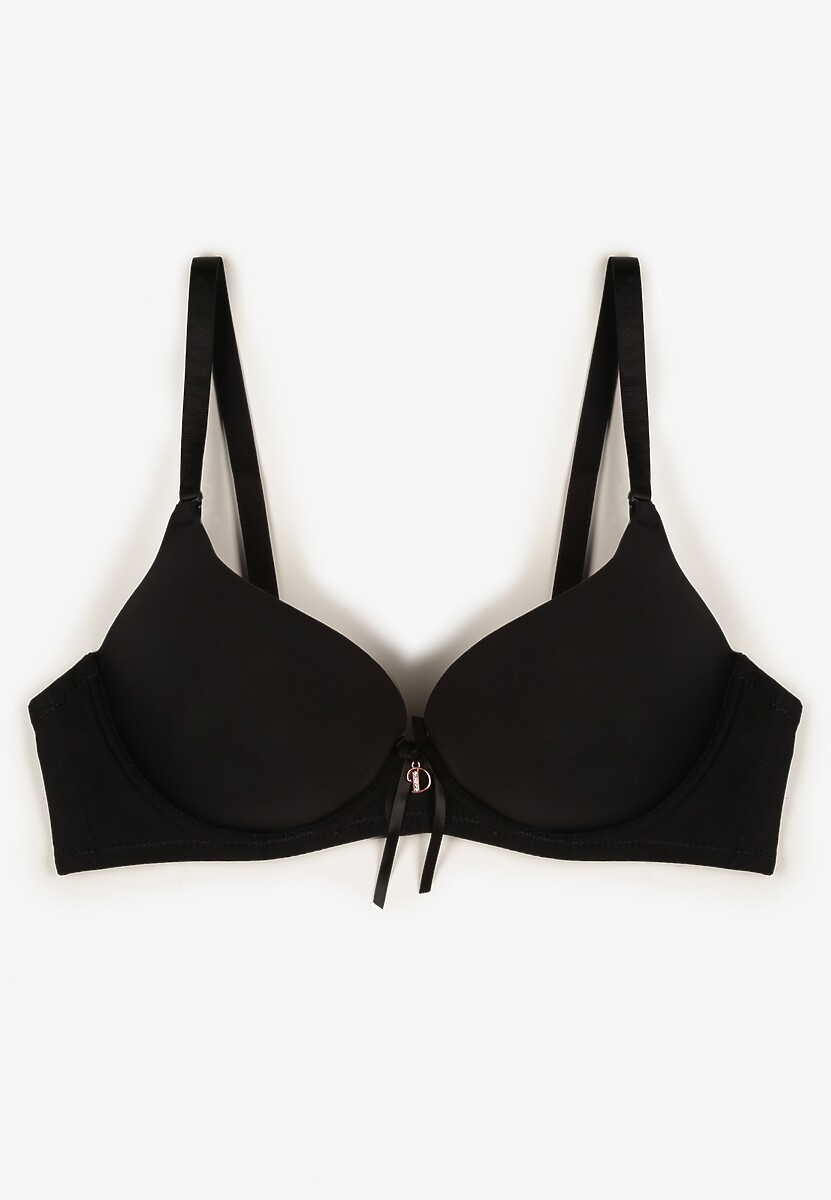 Czarny Biustonosz z Gładkim Wykończeniem i Odpinanymi Ramiączkami Salireva