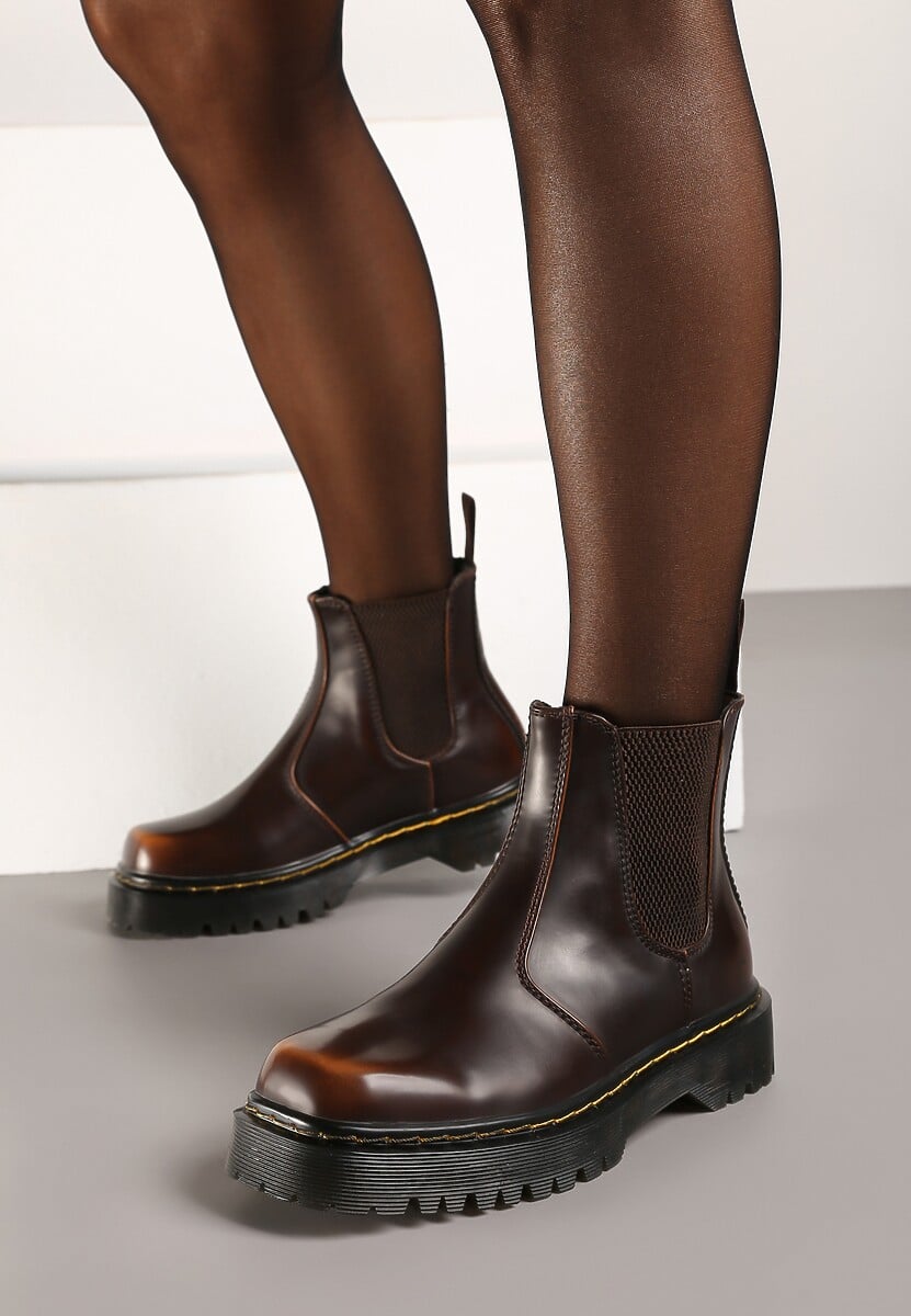 Czarne Casualowe Płaskie Botki Sztyblety Irivarae