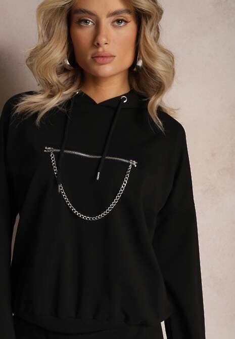 Czarny Komplet Dresowy z Bawełny Epique