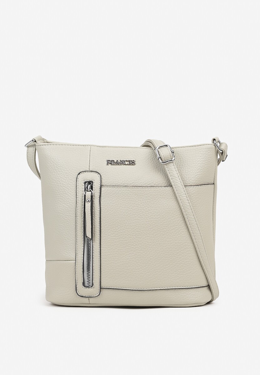 Jasnobeżowa Torebka Typu Listonoszka Ozdobiona Suwakiem Dolaris